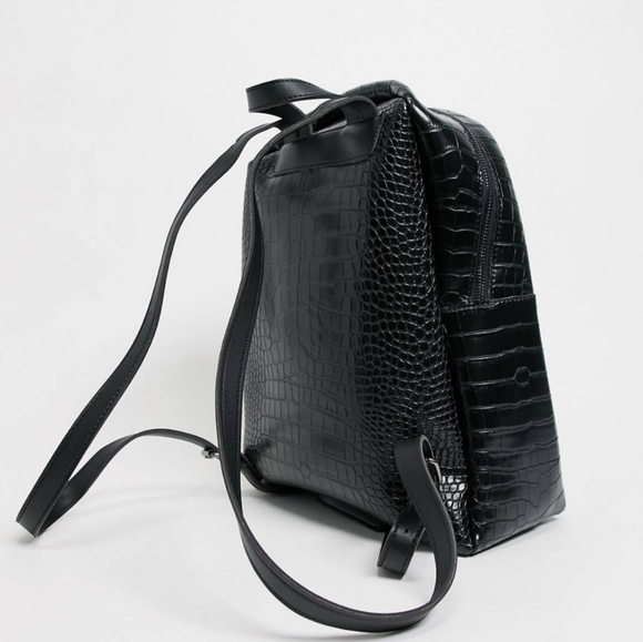 New! Mock Croc Backpack in Black - Picture 2 of 6